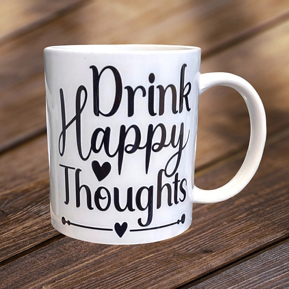 "Drink Happy Thoughts" 12oz. Ceramic Mug